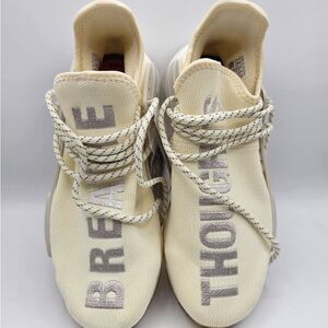 adidas human race Cream and Gray Sneakers